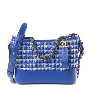 Pre-owned Chanel Tweed Calfskin Small Gabrielle Hobo Royal Blue